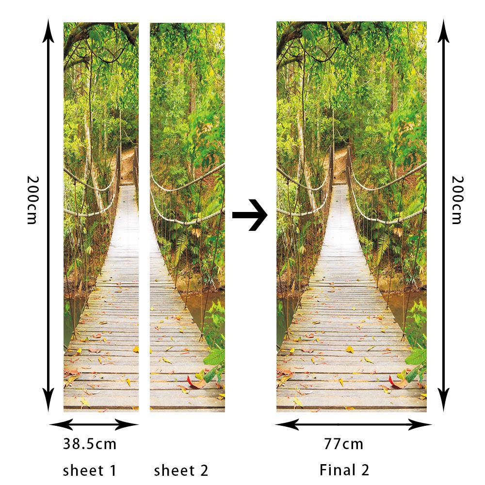 Creative Suspension Bridge Door Decoration Living Room Waterproof Self-Adhesive 3D Door Sticker Refurbished Wall Sticker Home