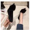 Women's Pointed Toe Fine Heel Black Sexy Women's Shoes Fur Shoes Winter Pumps Women Footwear Wedding Shoes Bride Tacones Mujer