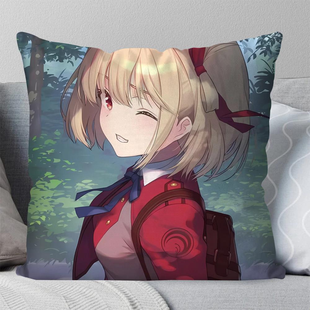 1Pc Chisato Nishikigi Anime Lycoris Recoil Pillow Case Square Pillow Bedroom Sofa Leisurecar Living Room Home Decoration 40X40