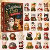 24 Day Christmas Countdown Cat Advent Calendar, with Cute Ornaments, Calendar 2D Acrylic Kitty Holiday Decorations, Gift for Kids, Party