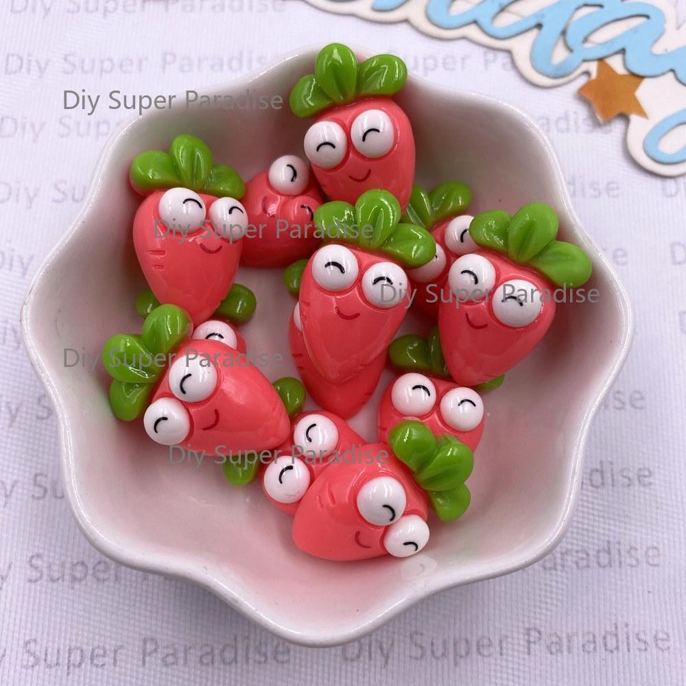 12pcs Colorful Cartoon Cute Big Eyes Carrots Figurine Flatback Stone DIY Christmas Jewelry Applique Home Decor Crafts Accessorie