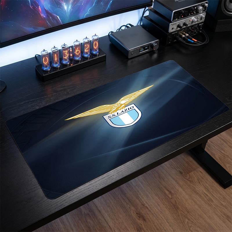 Lazio FC Theme Pattern Mouse Pad, Soccer Logo Design XXL Gaming Desk Mat Non-Slip Computer Mouse Pad