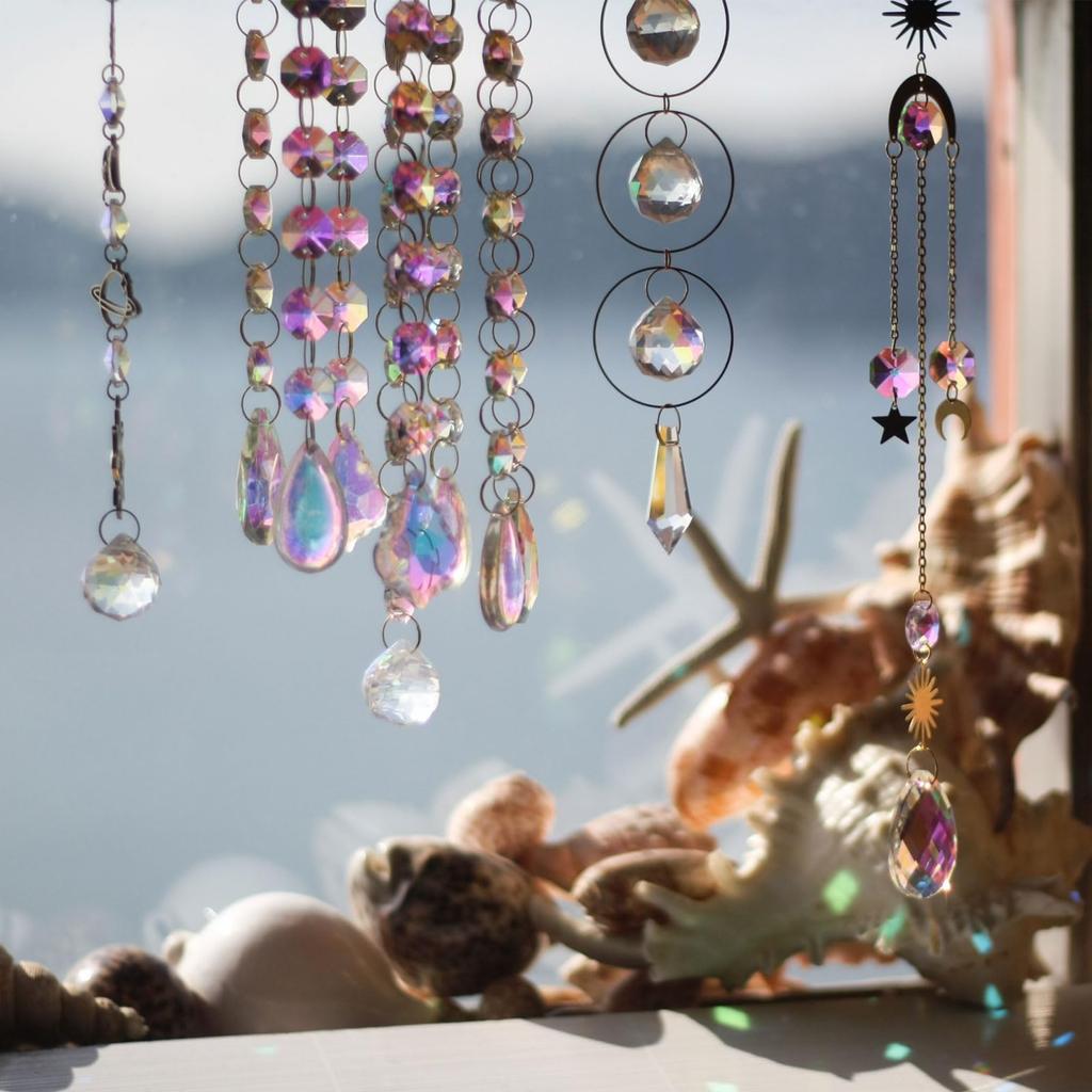 uxcell 70pcs 14mm Crystal Octagon Beads, 2-Hole Glass Suncatcher Beads, Chandler Prism Parts, Pendants for Home DIY Arts and Crafts, Light Red