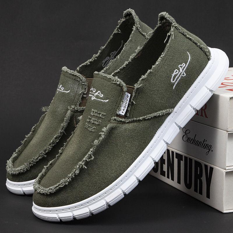 New men's cloth shoes beggar shoes old Beijing cloth shoes men's canvas shoes soft sole wear-resistant one-pedal men's shoes casual