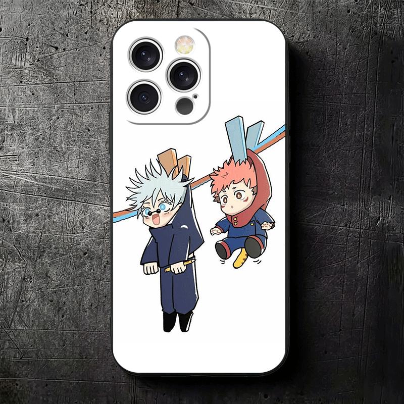 Cartoon Cute JUJUSU Anime Soft Phone Case for iPhone 16 16E 17 Air 15 Pro Max 14 Plus 13 Mini 11 12 7 Black Cover Back Shell