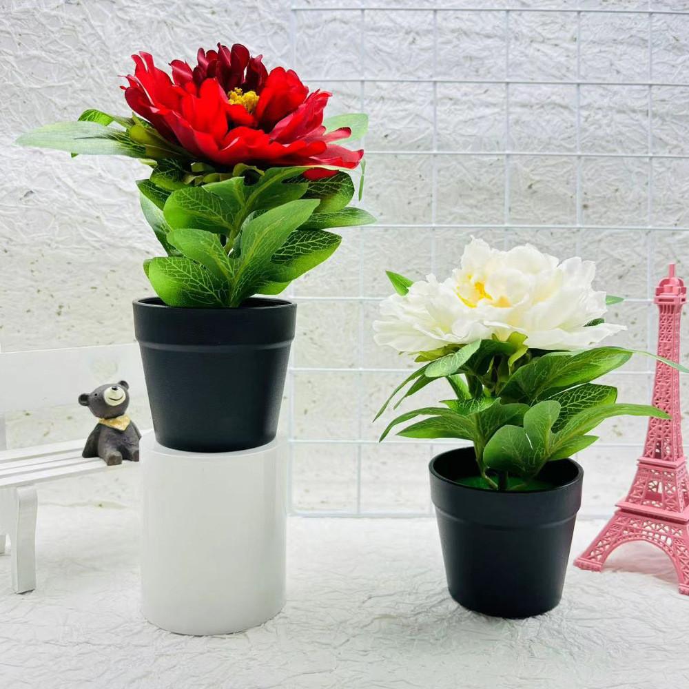 Peony Flower Artificial Pot Potted Plant For Home Decor And Living Room Display