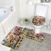 Jojo Bizarre Adventure Chibis 3Pcs Flannel Toilet Mat Set Bathroom Rug Bath Carpet Non Slip Home Decor Toilet 3 Pcs Bathroom Textile Set