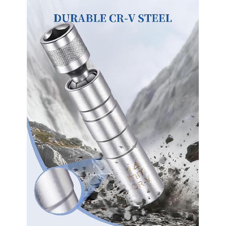 Magnetic Swivel Spark Plug Socket Set, 14mm 16mm 3/8 Inch Drive | 14Mm and 16Mm Magnetic Swivel Spark Plug Sockets with Thin-Wall 3/8 Inch Drive
