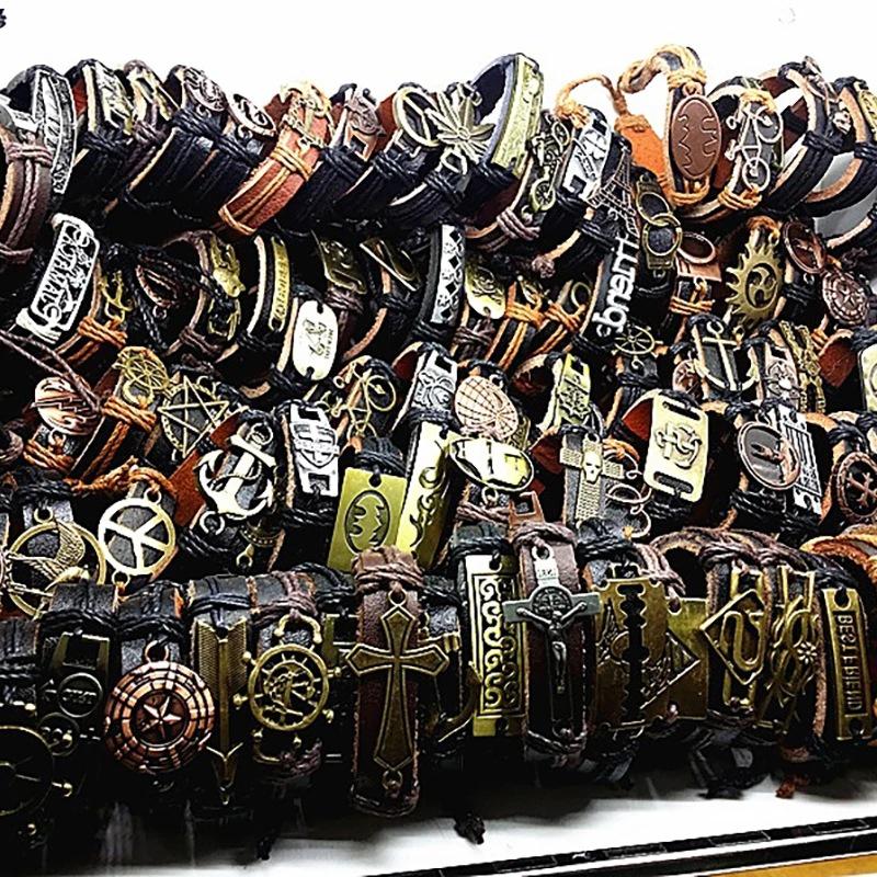 Mixed Color Handmade Braided Leather Bracelets - Set of 100 Pieces, Hot Selling with Cross-border Popularity