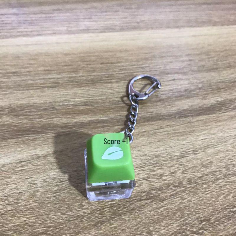 Luminous Wooden Fish Keycap Keyboard Keychain with Merit Accumulator & Decompression Function