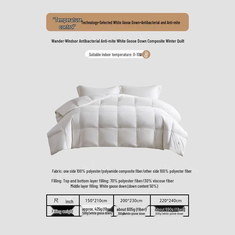 Mercury Home Textiles White Goose Down Winter Quilt