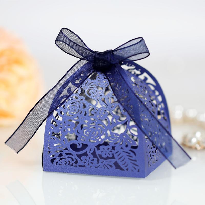 25/50/100pcs Laser Hollow Cut Wedding Candy Boxes with Thank You Tag Valentine's Day Gift Chocolate Packaging Box Party Favors