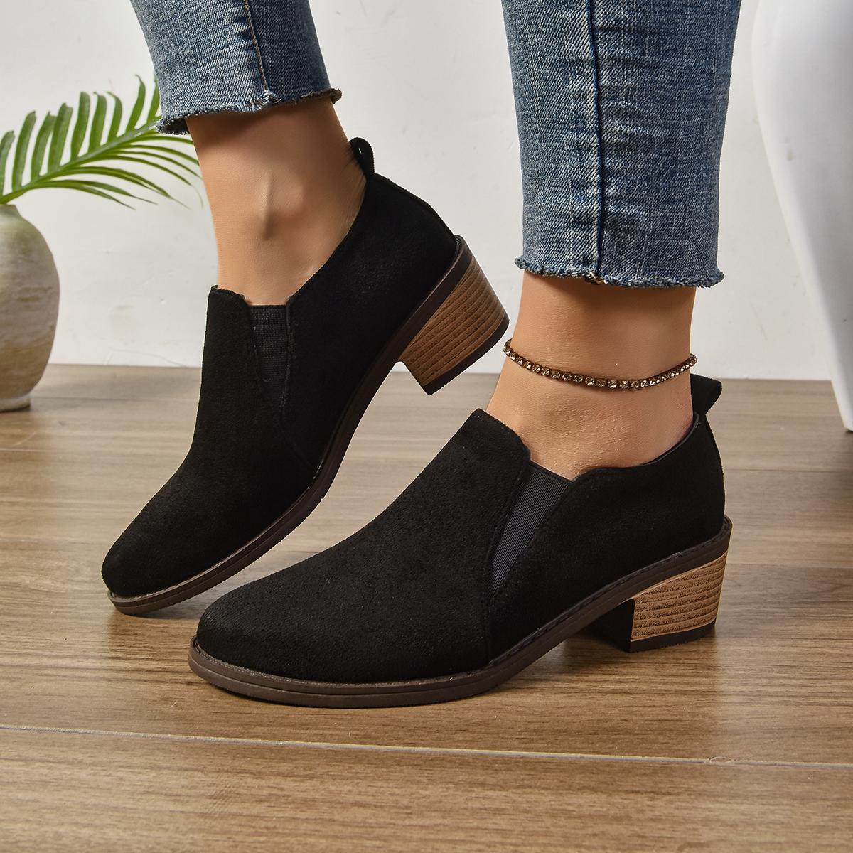 

Модная женская обувь больших размеров 36-43 код Весна Осень Острый носок Толстый каблук Туфли-лодочки Простая подошва Повседневная обувь 36 чёрный