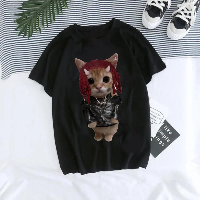 El Gato Meme Sad Crying Cat Munchkin Kitty Meme Print T Shirt Male  T-shirts Men Oversized Tees Harajuku Streetwear