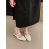 Flat bottom pleated temperament bag head half slippers women's shoes outer wear 2025 summer with skirt Mary Jane half tray single shoes