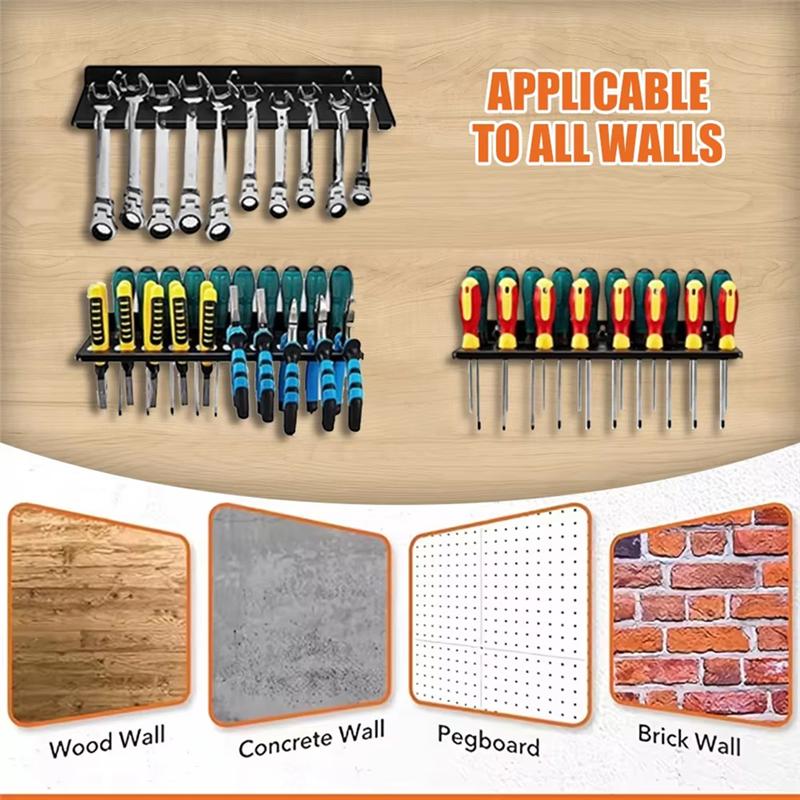 

ABMH-Wall Mount Hand Tool Holder Rail Rack Garage Workshop Hardware Tool Hanger