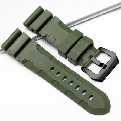 Correa de Reloj de Goma de 24 mm y 26 mm para Panerai Luminor Submersible Lightning 1164 PAM01209 Correa Universal de Silicona Negra para Relojes Inteligentes Samsung