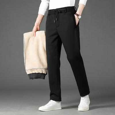 Middle-aged and Elderly Winter Thickened Warm Men's Trousers Lamb Velvet Sports Pants Large Size Cotton Trousers Men's Trousers Plus Velvet Sweatpants