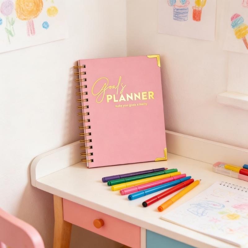 Elegant Daily Schedule Notebook With Firm Cover And Metal Corners Perfect For Work Or School