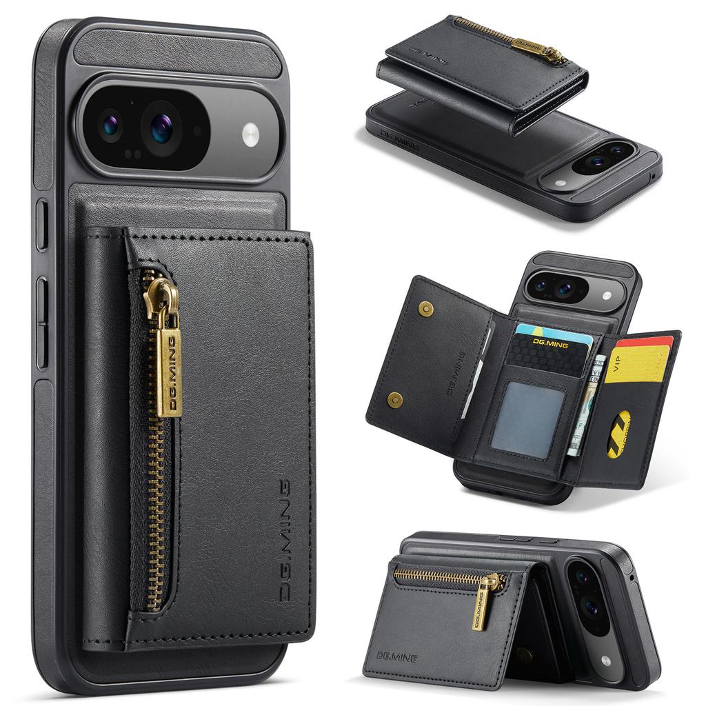 DG.MING M5 Series For Google Pixel 9 Pro/Pixel 9 Case Detachable Magnetic Leather Phone Cover with Card Slots