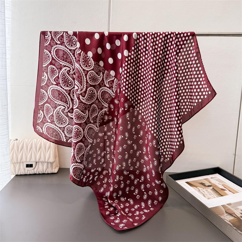 Fashion Puzzle Simulation Silk High-end Large Square Scarf Silk Scarf Printing Travel Shawl Scarf Sunscreen Headscarf Women's Scarf
