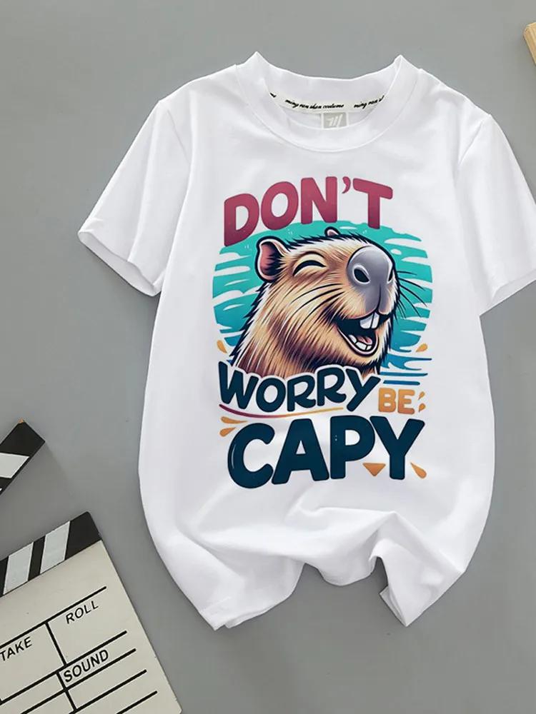2026 New Cartoon Capybara Summer Children's Wear Short-sleeved Capybara Round-neck Parent-child T-shirt