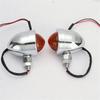 Universal Retro Motorcycle Blinkers Chopper Cafe Racer Motorbike Turn Signal Lights Scooters Metal Indicator 12V Chrome Color