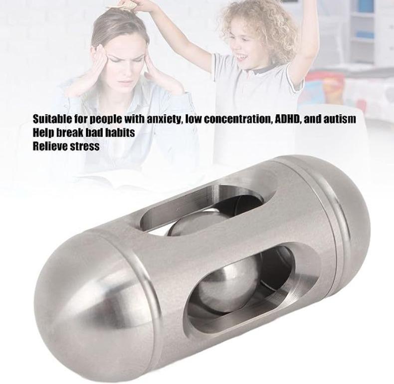 EDC Fidget Slider aus Edelstahl mit Etui ADHS Autismus Stressabbau Sensorischer Metallzylinder Anti-Angst-Gadgets für Erwachsene
