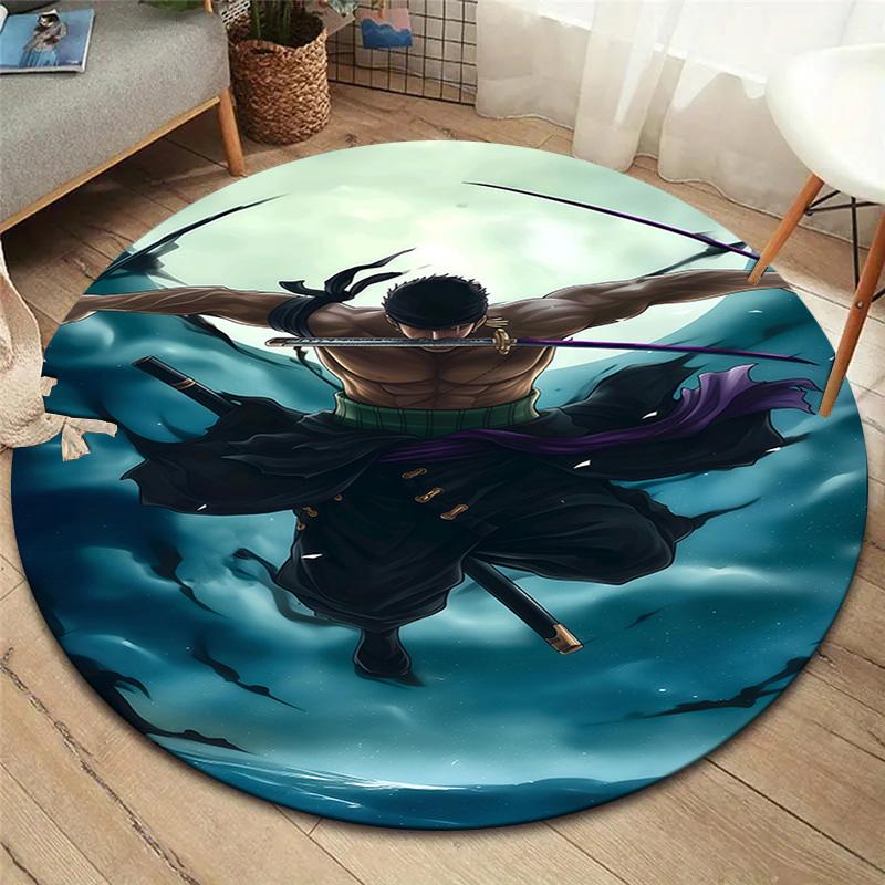 Roronoa Zoro Round Area Rug Carpet Rug For Living Room Bedroom Sofa Playroom Decor Nonslip Floor Mat