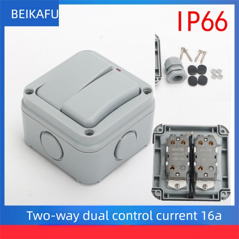 Avoir IP66 Wall Light Switches 1 2 Gang 2Way Outdoor Waterproof Dustproof Doorbell Push Button Switch 110V~220V Plastic Material