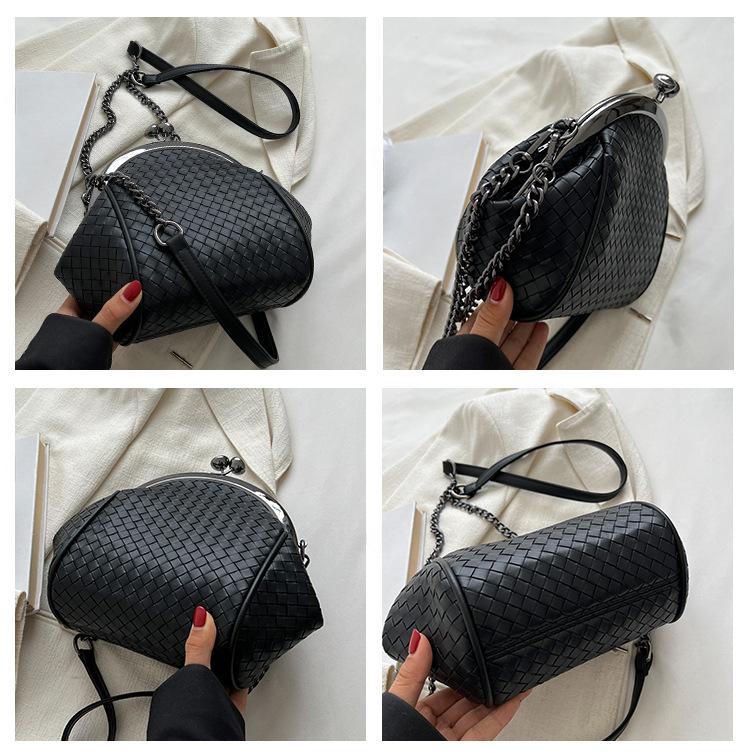 PU Leder Mode Clip Tasche für Frauen Neue Gewebte Kette Tasche Retro Textur Schulter Umhängetasche frauen Tasche Pendeln handtasche