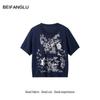Northern Deer 'Hot Air Balloon' Lyocell Cotton Mulberry Silk Summer Knit T-Shirt WX261227