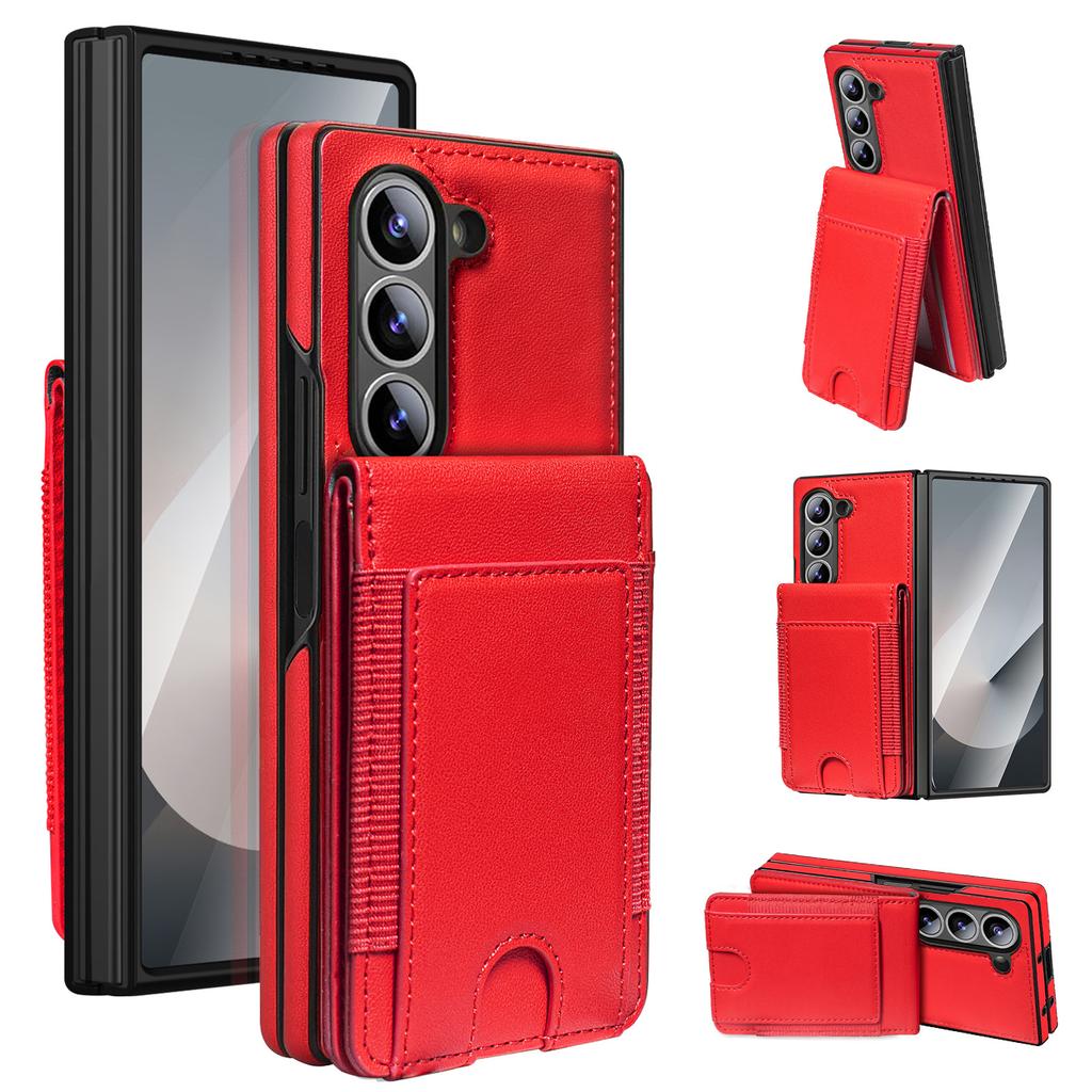 Galaxy F6Phone Case Leather Cover Suitable for Samsung Z Fold 7Bracket Card Slot Phone Case Tempered Film