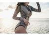 Women's Long Sleeve Korean Wetsuit One-Piece Swimsuit with Sun Protection