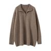 2026 Autumn Cashmere Loose Half-Zip Cable Knit Lapel Sweater for Women
