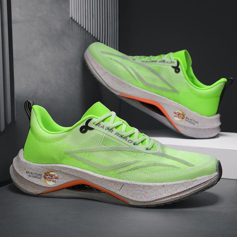 

Летняя мужская спортивная обувь 2024 года Профессиональные тренировочные кроссовки с карбоновой пластиной для бега Уличные нескользящие амортизирующие теннисные кроссовки 37 зелёный
