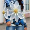 Women's Floral Print Long Sleeve T-Shirt Regular Fit Round Neck Tee for Spring Machine Washable All-Season Top