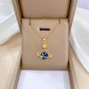 Planet Saturn Titanium Steel Chain Necklace Women's Light Luxury Transparent Crystal Sweet Cool Clavicle Neck Chain Jewelry