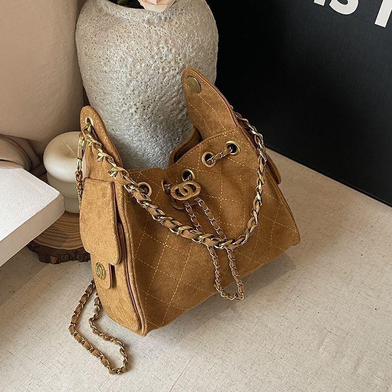 Mattes Argyle Damen Kordelzug Bucket Bag - Große Kapazität Schulter- & Umhängetasche