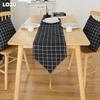 1 STÜCK LOZUJOJU Einfacher und Vielseitiger Schwarz Kariert Bedruckter Baumwollleinen Tischläufer für Esstischdeko Küche für Heimtisch Heimdeko