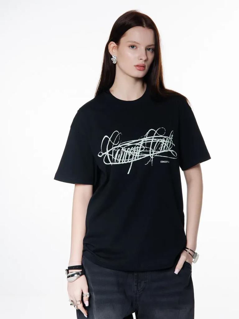 y2k Oversized T-Shirt with Basic Print