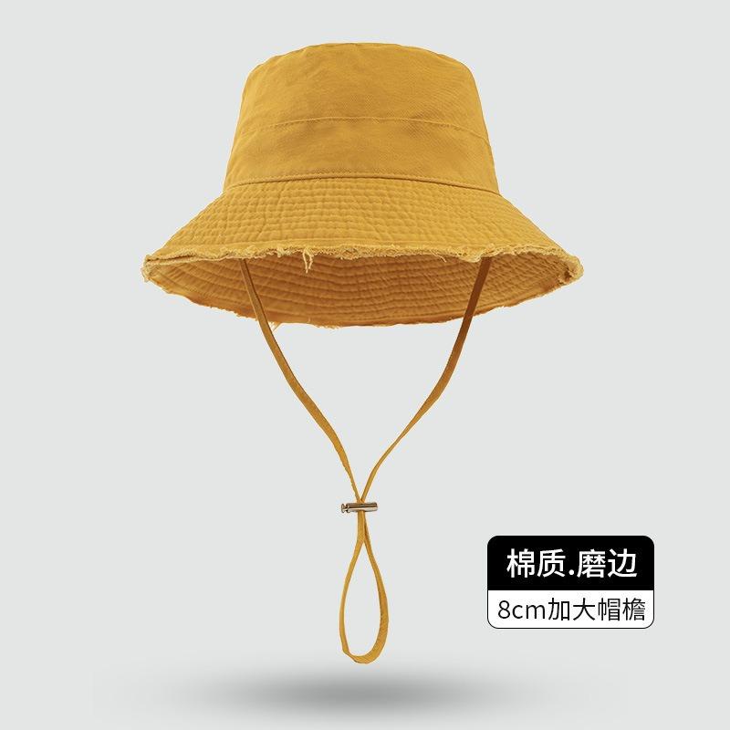 Big eaves rough edge bucket hat high sense foldable casual sunscreen hat pink dopamine sunshade basin hat women