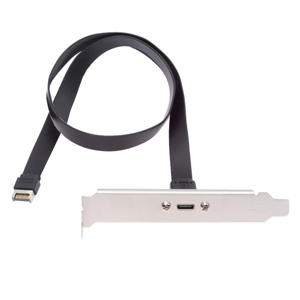 cablecc 20Gbps USB Front Panel Header IDC to Female Extension Cable with Panel Mount Screws 3.2 20-Pin Type-E USB-C Type-C