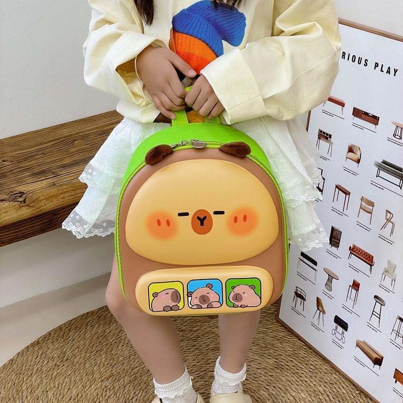 Kids School Backpack Featuring Cartoon Capybara With Lightweight Pvc For Children