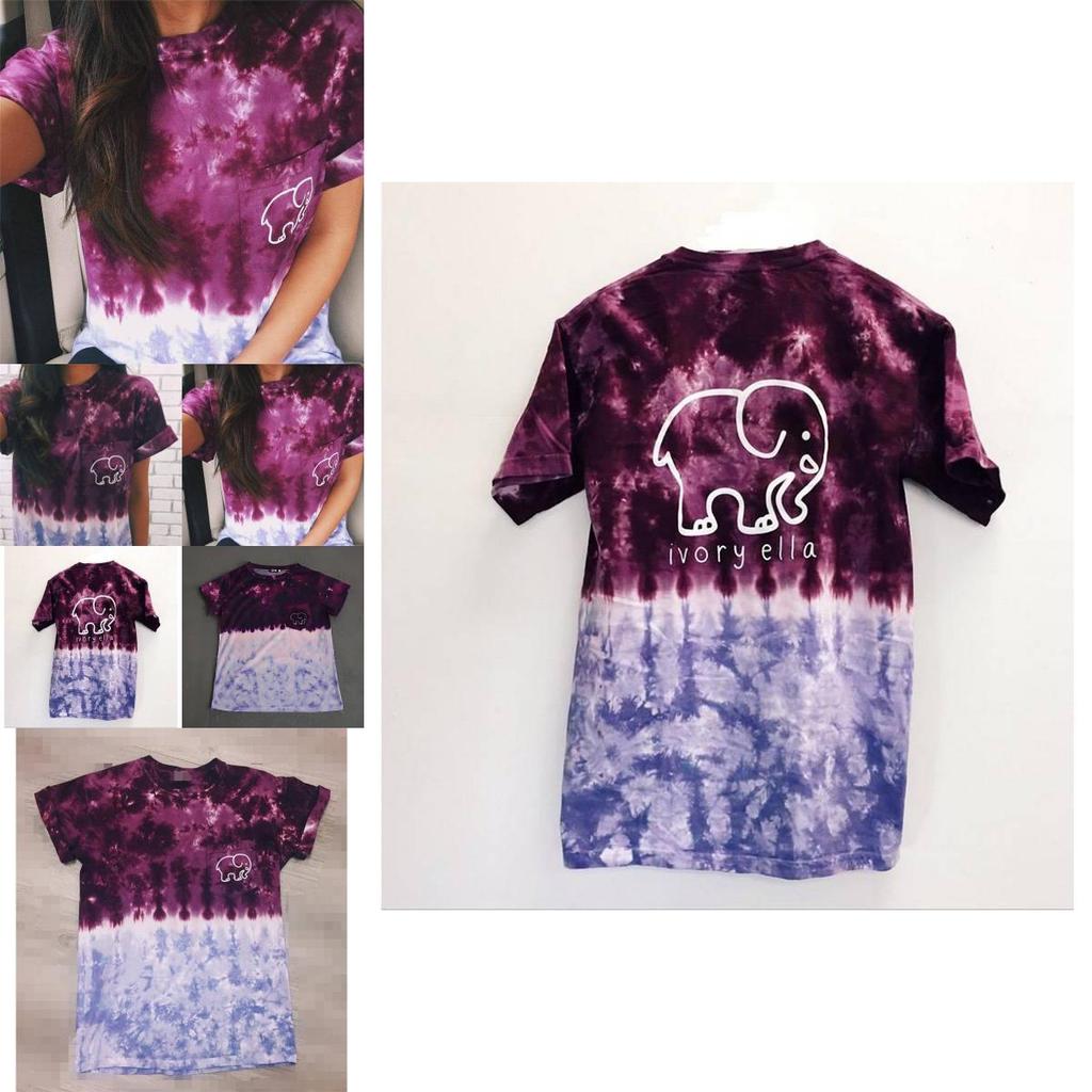 Elephant Print T Shirt For Women With Polyester Fabric Summer Casual Short Sleeve Top For Teen Girls