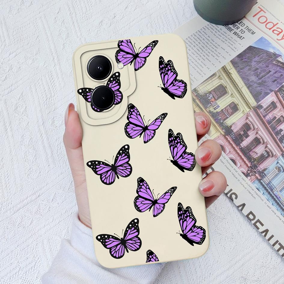 Case For OPPO Realme C33 C35 C55 C11 12 15 17 20 30 Realme GT2 Pro Fashion Sunflower Butterfly Liquid Silicone Soft TPU For Realme Coque Fundas Bumper