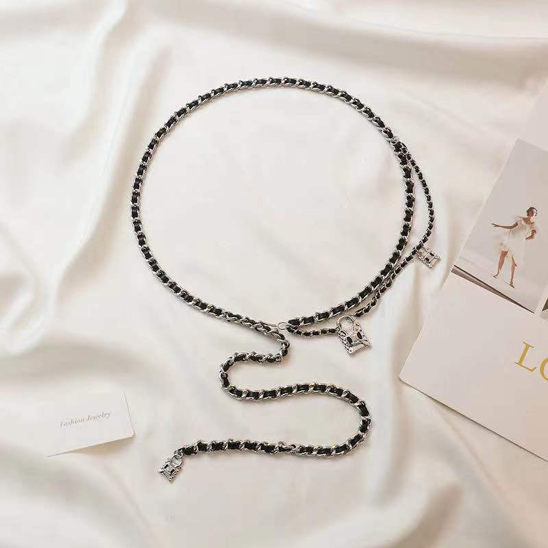 

Small Fragrance Style Waist Chain Women s Skirt Versatile Metal Pu Braided Chain Belt Trousers Chain Sweater Accessories Trendy Style 80-100cm
