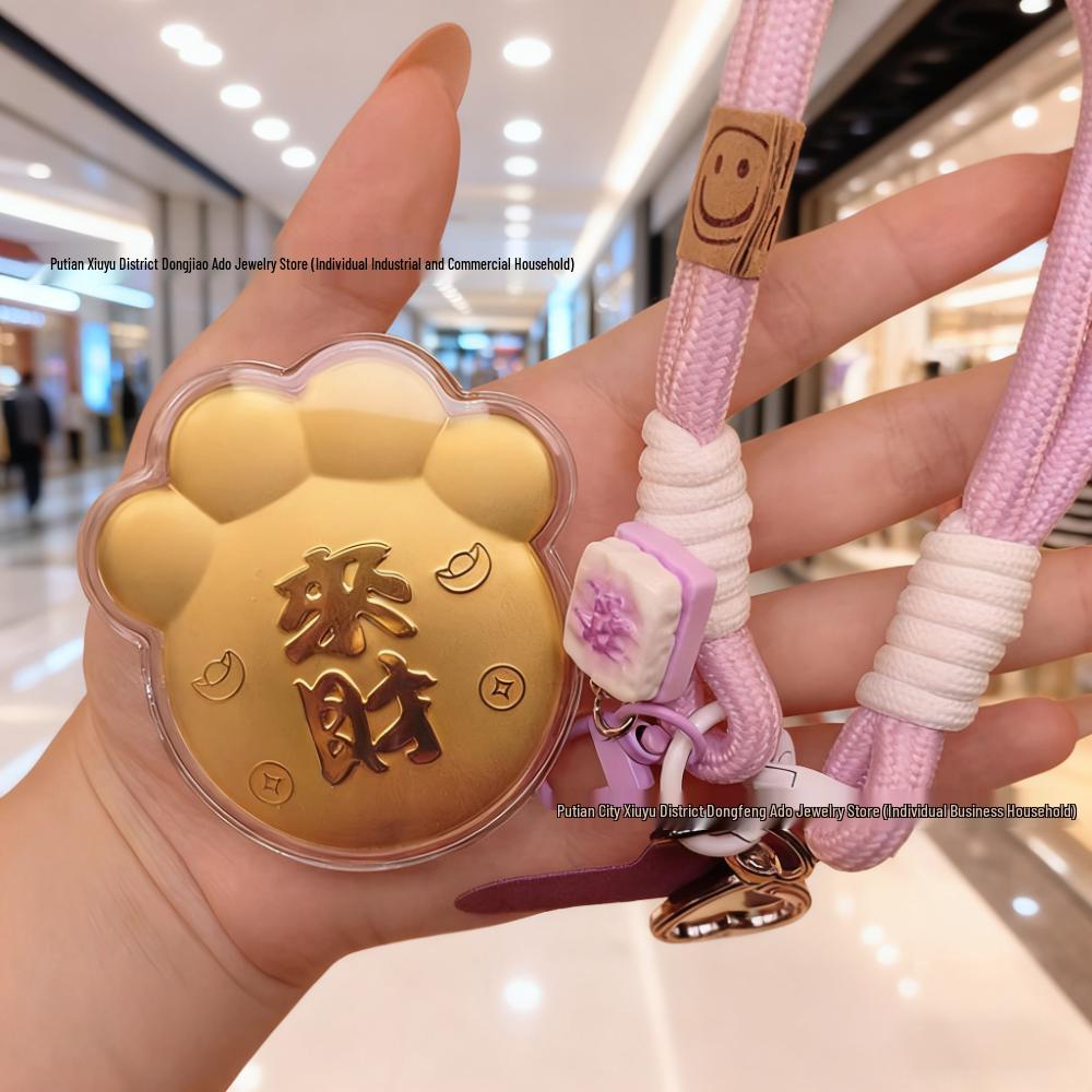 Pingente de Bolsa Gato da Sorte de Ouro Puro 999 20mg e Chaveiro de Urso