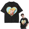 Streetwear T-Shirts Hey Arnold Helga Pataki Cartoon  Washed T Shirt Short Sleeve Hip Hop T-Shirt Tops Tees for Men Women