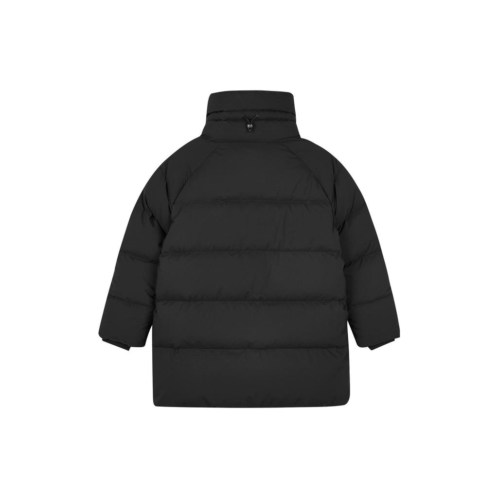 Skechers Solid Color Stand Collar Woven Mid-Length Warm Puffer Jacket Women outerwear Carbon-Black L423W009-0018